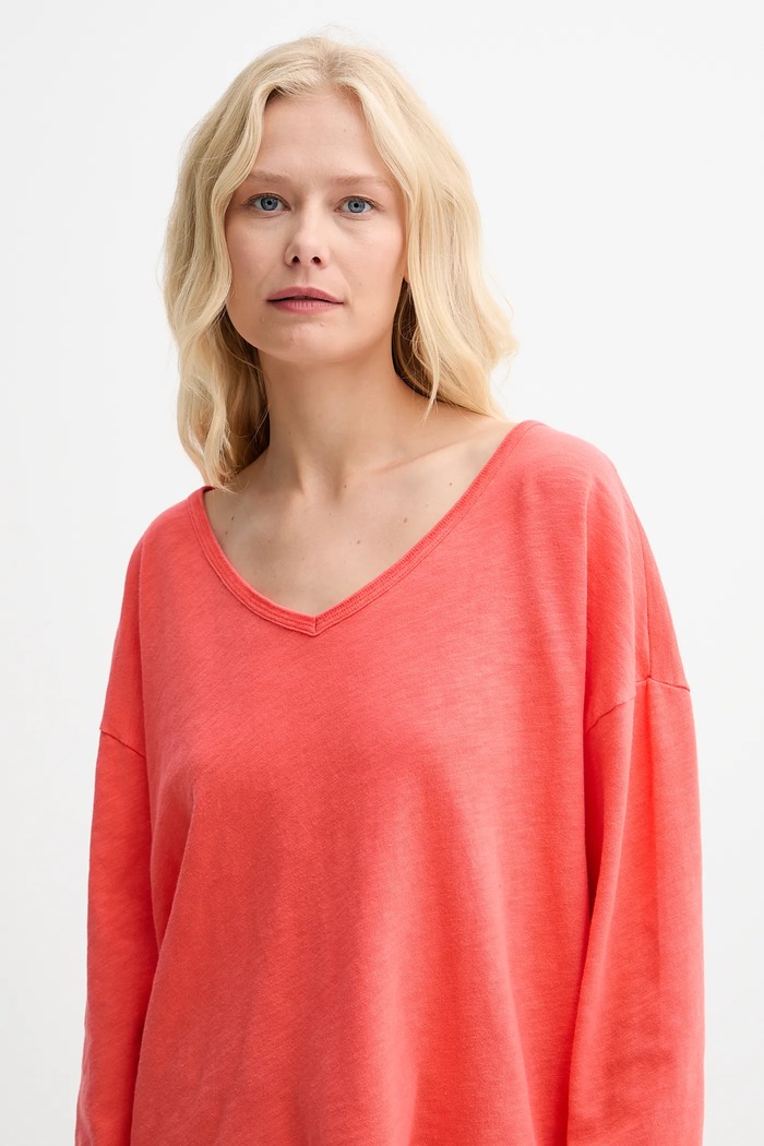 Longsleeve bawełniany American Vintage SON02GG pomarańczowy