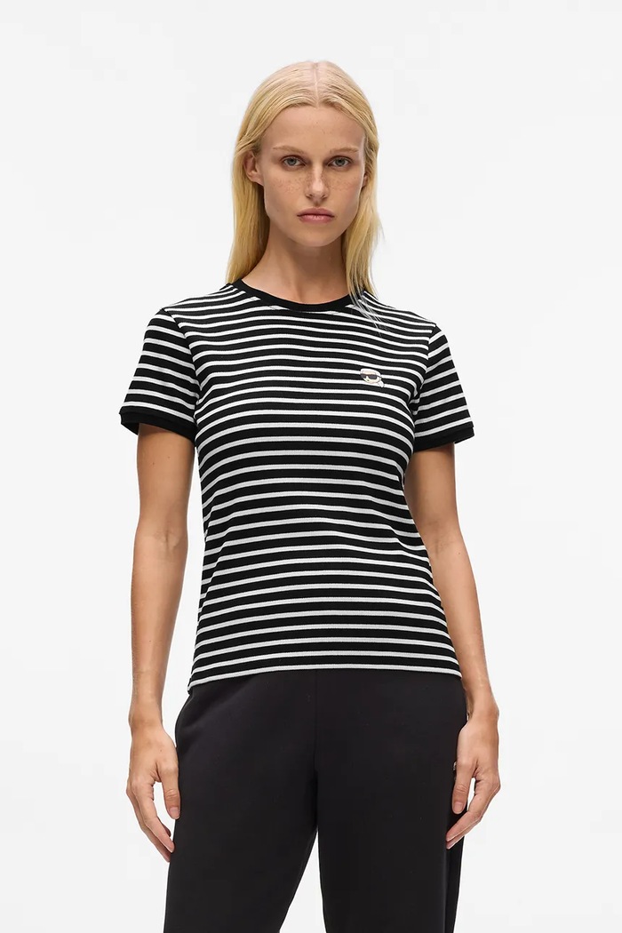 Karl Lagerfeld tricou IKON curele negru A4W17060