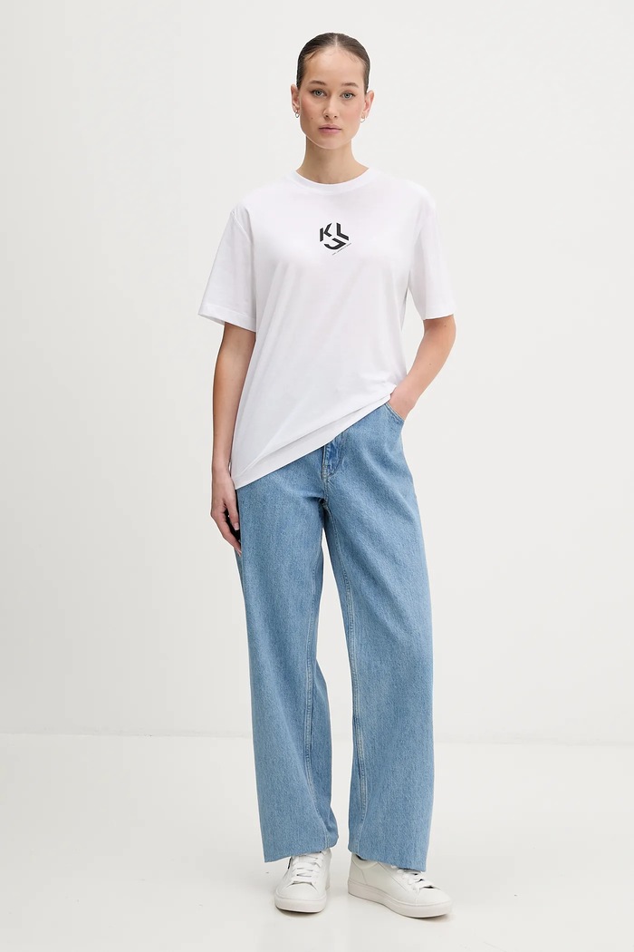 Karl Lagerfeld Jeans t-shirt γυναικείο με βαμβάκι B1W17086 λευκό AA00