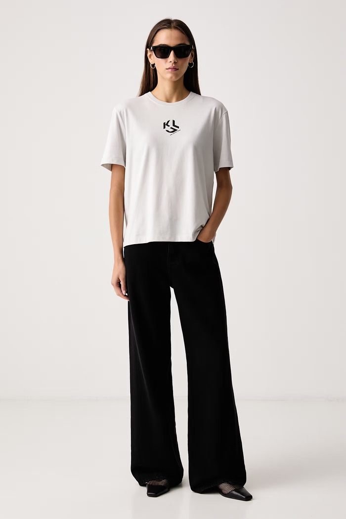 Karl Lagerfeld Jeans T-shirt damski z bawełną B1W17086 szary AA00