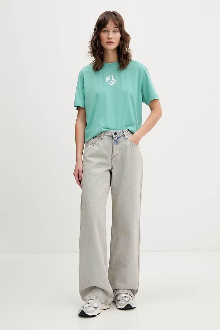 Karl Lagerfeld Jeans tričko dámske s bavlnou B1W17086 zelená AA00