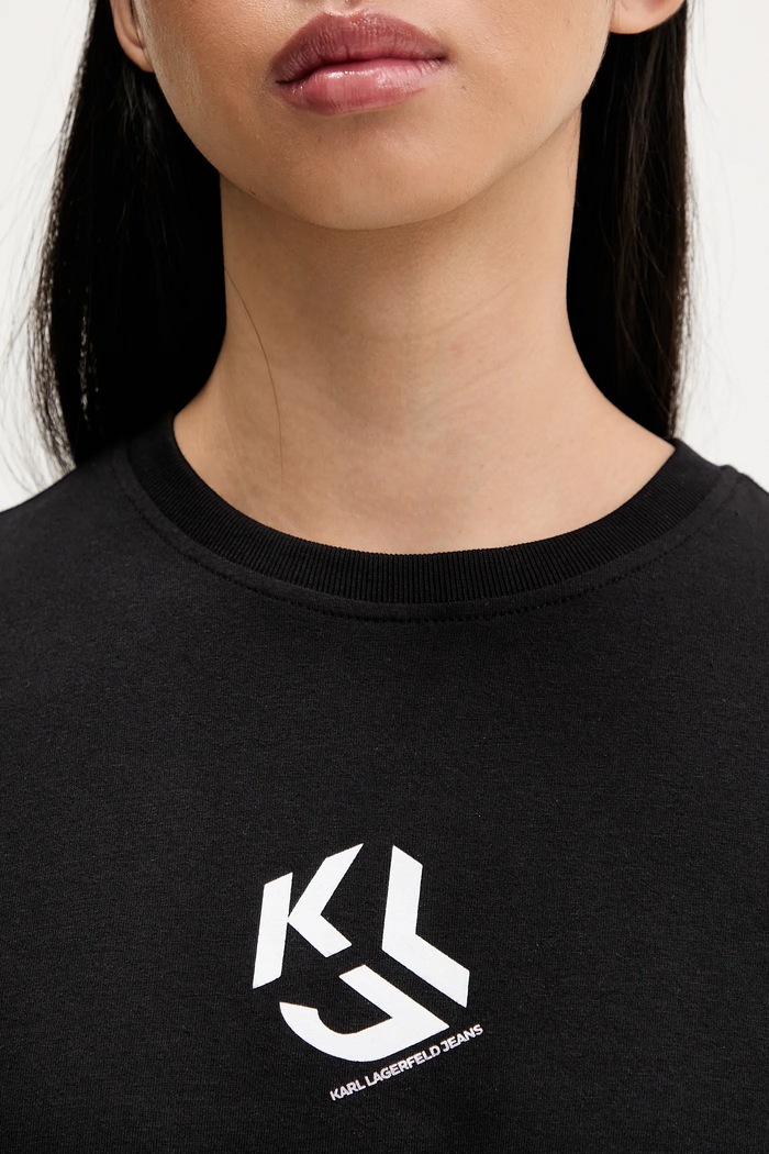 Karl Lagerfeld Jeans tričko dámske s bavlnou B1W17086 čierna