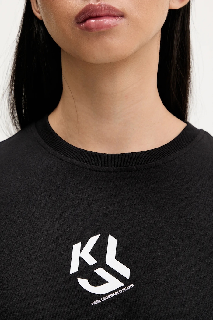 Karl Lagerfeld Jeans tričko dámske s bavlnou B1W17086 čierna