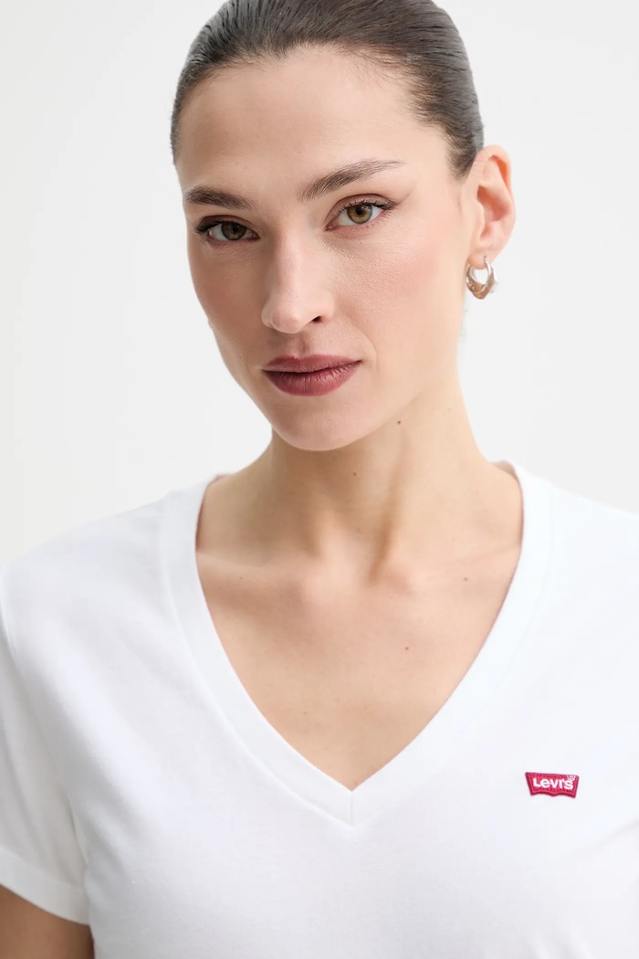 Βαμβακερό μπλουζάκι Levi's PERFECT VNECK 2-pack 004AN