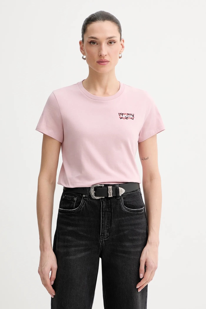 Βαμβακερό μπλουζάκι Levi's THE PERFECT TEE κανονικό ροζ 17369.3188