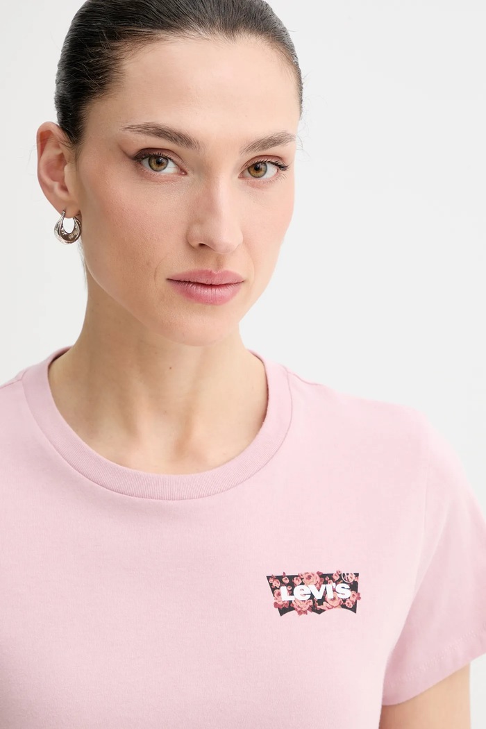 Βαμβακερό μπλουζάκι Levi's THE PERFECT TEE ροζ 17369.3188