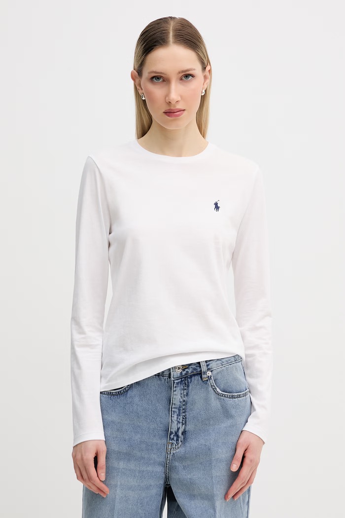 Polo Ralph Lauren Μακρυμάνικο γυναικείο βαμβακερό κανονικό λευκό 211B14604