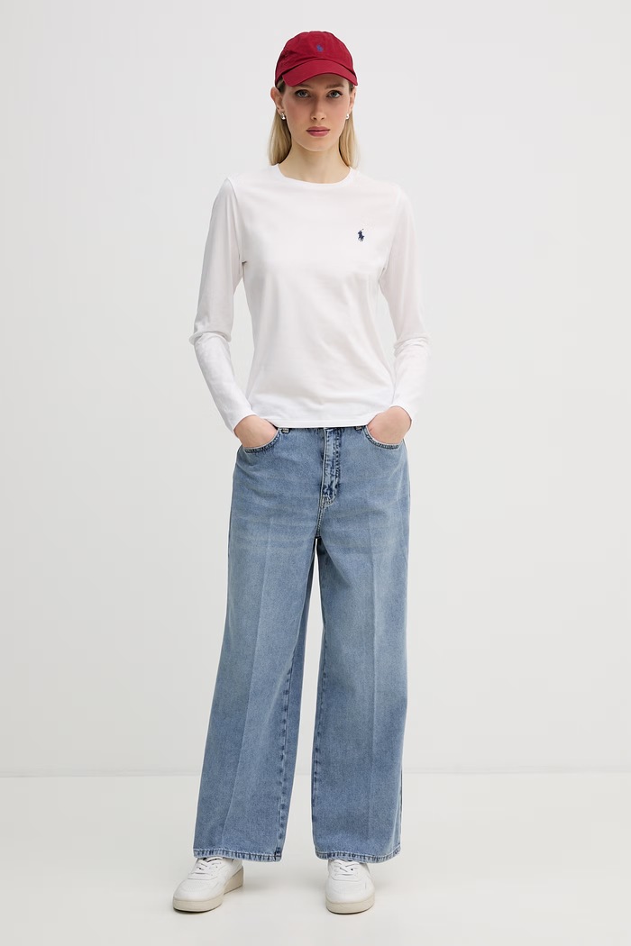 Polo Ralph Lauren Μακρυμάνικο γυναικείο βαμβακερό 211B14604 λευκό AA00