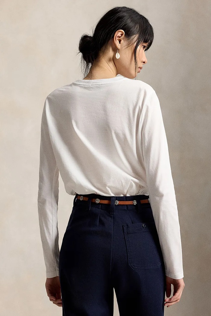 Polo Ralph Lauren majica z dolgimi rokavi ženska bombažna 211B14604 bela AA00