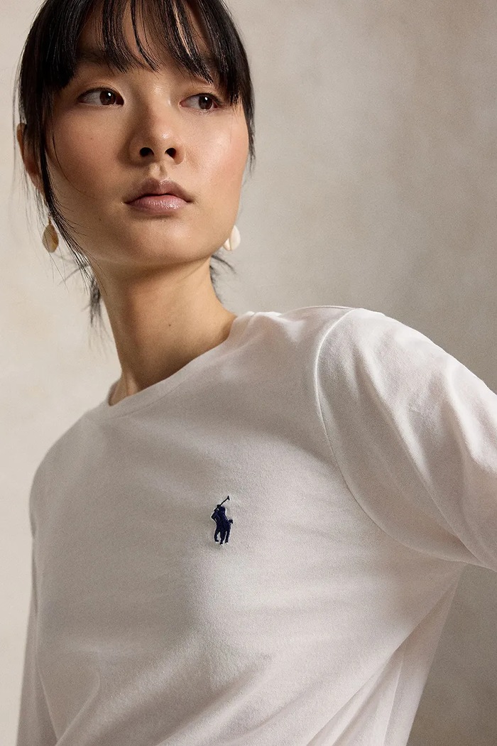 Polo Ralph Lauren majica z dolgimi rokavi ženska bombažna bela 211B14604