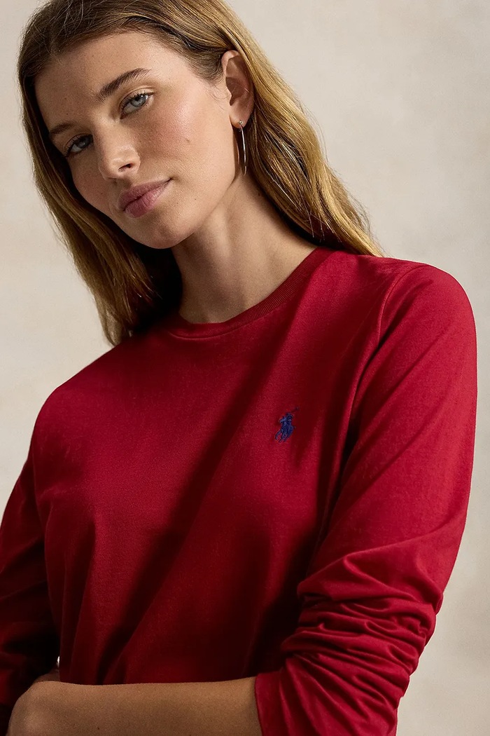 Longsleeve damski bawełniany Polo Ralph Lauren 211B14604 czerwony