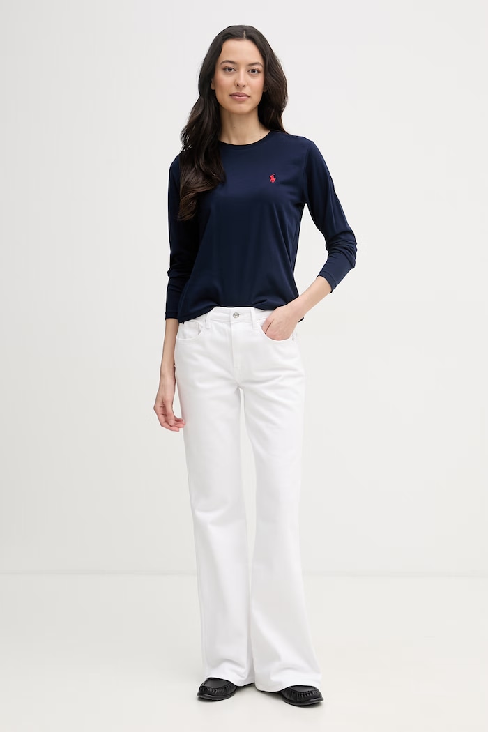 Polo Ralph Lauren tričko s dlhým rukávom dámske bavlnené 211B14604 tmavomodrá AA00