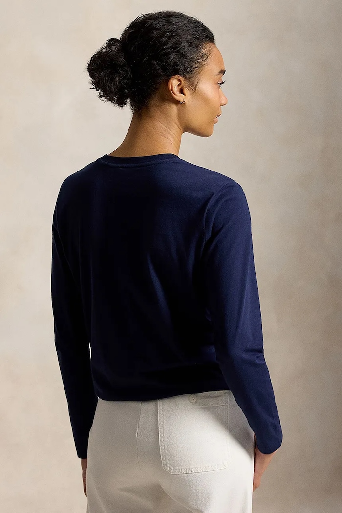 Polo Ralph Lauren лонгслив для женщин из хлопка 211B14604 тёмно-синий AA00