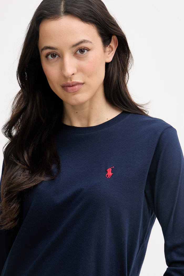 Polo Ralph Lauren tričko s dlhým rukávom dámske bavlnené tmavomodrá 211B14604