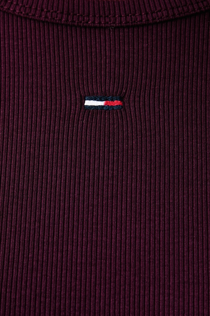 T-shirt damski bawełniany z elastanem Tommy Jeans DW0DW17383. bordowy