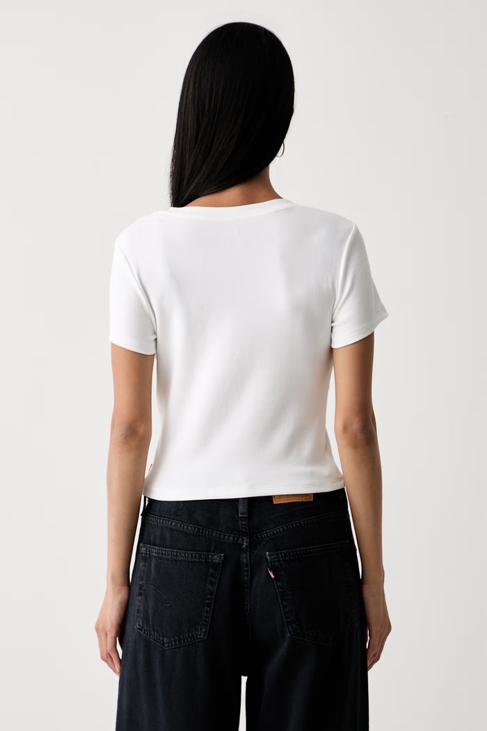 Дрехи Levi's тениска дамска от памук с еластан ESSENTIAL BABY 0085R бял