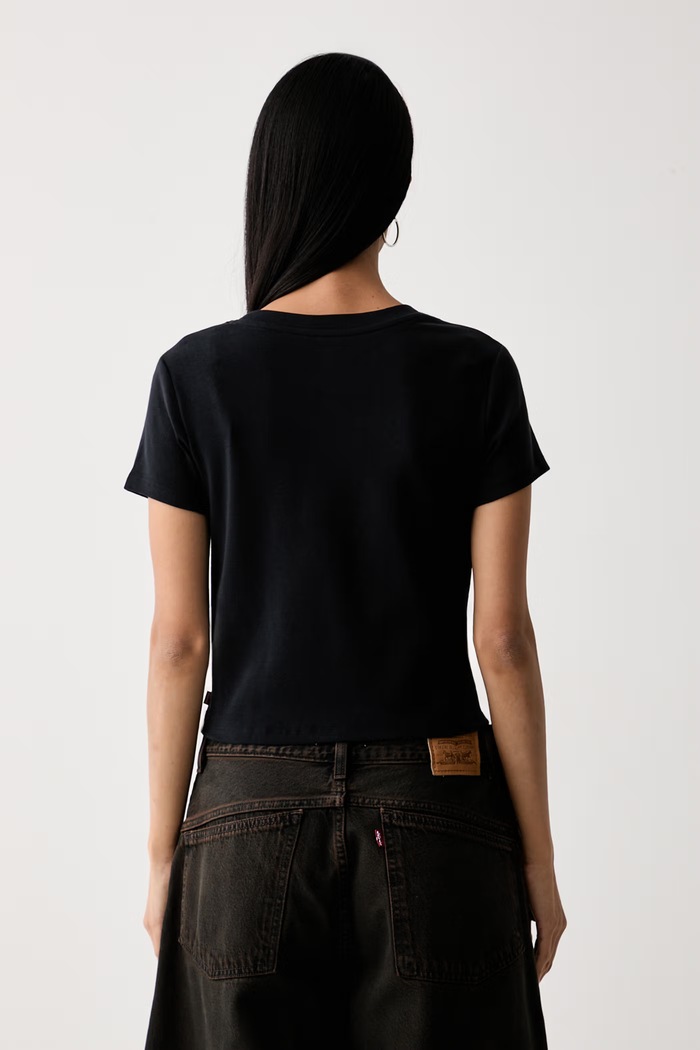 Дрехи Levi's тениска дамска от памук с еластан ESSENTIAL BABY 0085R черен