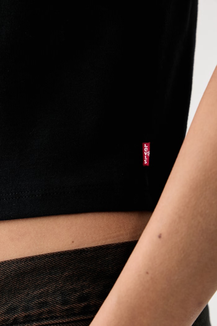 Levi's тениска дамска от памук с еластан ESSENTIAL BABY 0085R черен