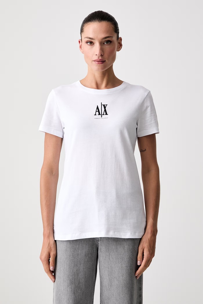 Armani Exchange T-shirt damski bawełniany biały XW003063.AF10356.NOS