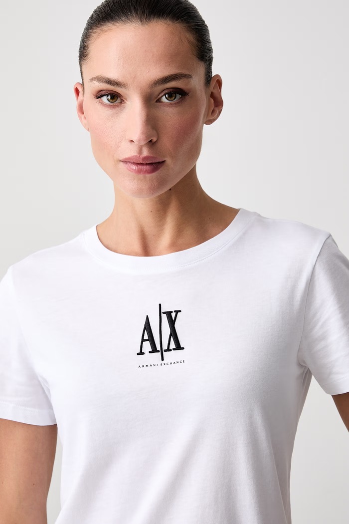 Armani Exchange T-shirt damski bawełniany biały XW003063.AF10356.NOS