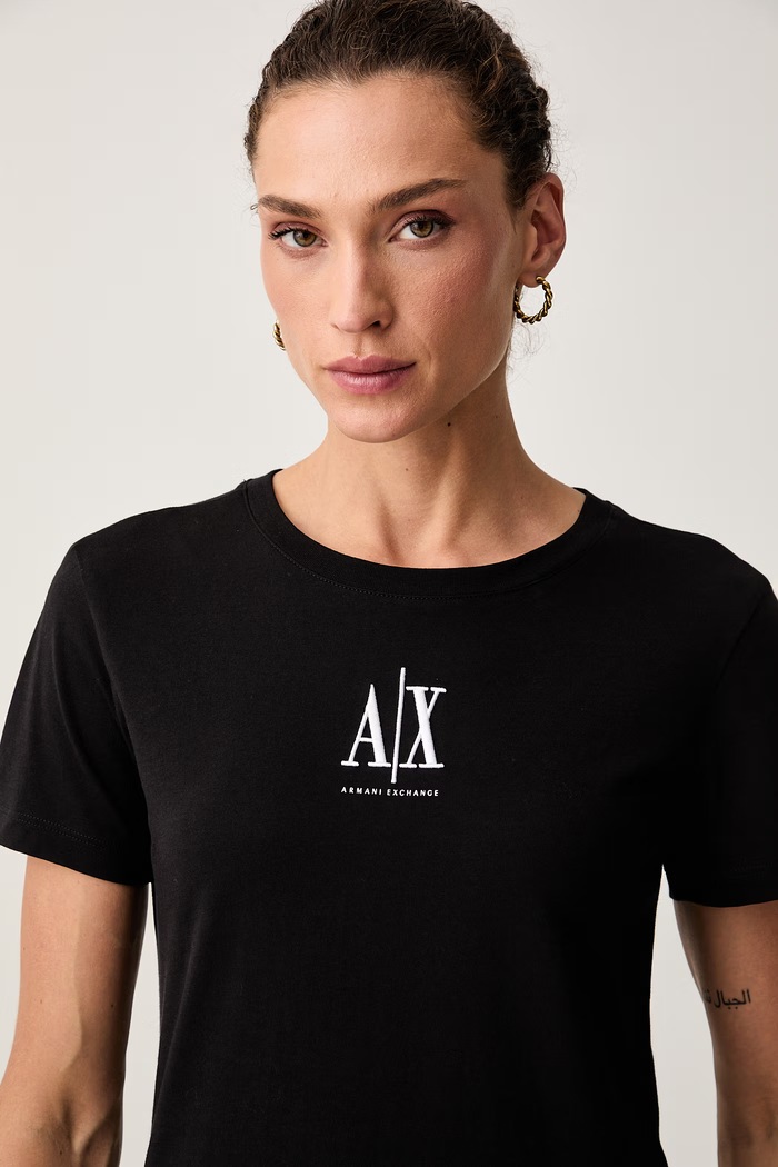 Armani Exchange футболка для женщин из хлопка чёрный XW003063.AF10356.NOS