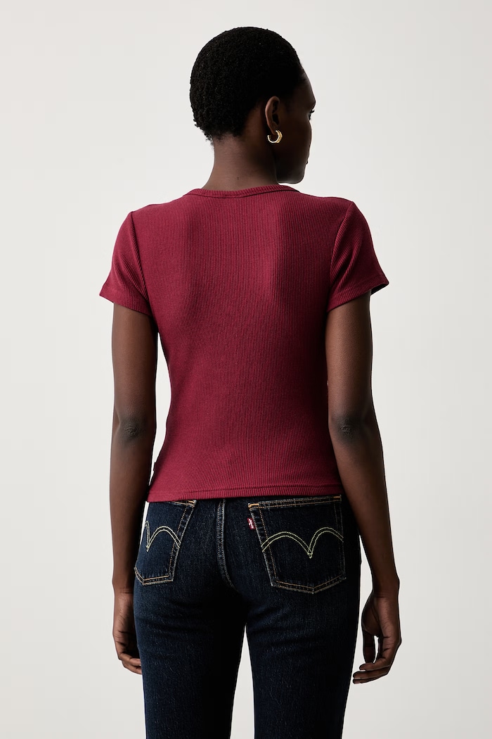 Oblečení Levi's tričko dámské s modalem RORY BUTTON THROUGH SS 0086M červená