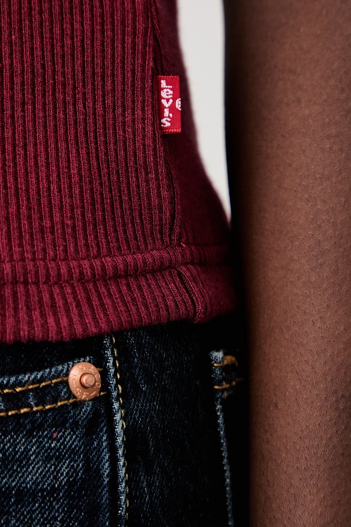 Levi's tričko dámské s modalem RORY BUTTON THROUGH SS 0086M červená