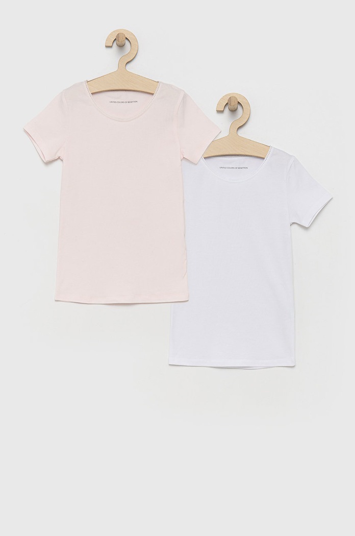 United Colors of Benetton - Παιδικό μπλουζάκι (2-pack) με ελαστάν ροζ 3MC10M490.G.CONTINUATIV