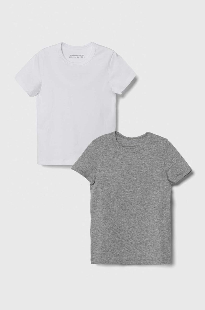 Παιδικό μπλουζάκι United Colors of Benetton 2-pack με ελαστάν γκρί 3OP80M018.G.CONTIN.9BYX