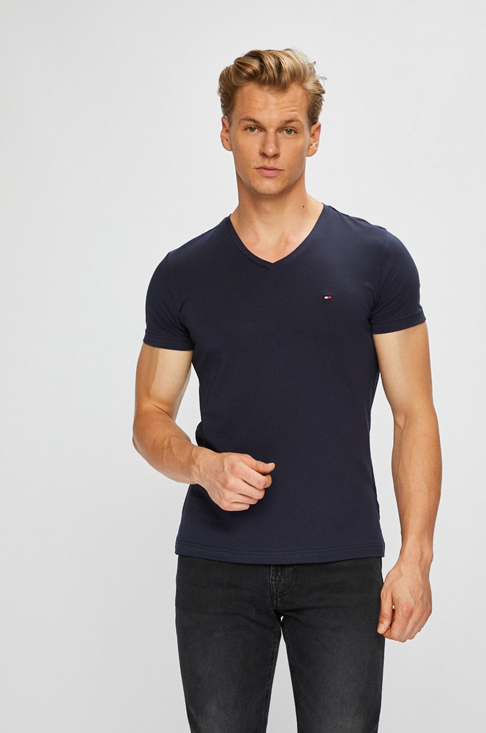 Tommy Hilfiger – Μπλουζάκι με ελαστάν σκούρο μπλε MW0MW02045