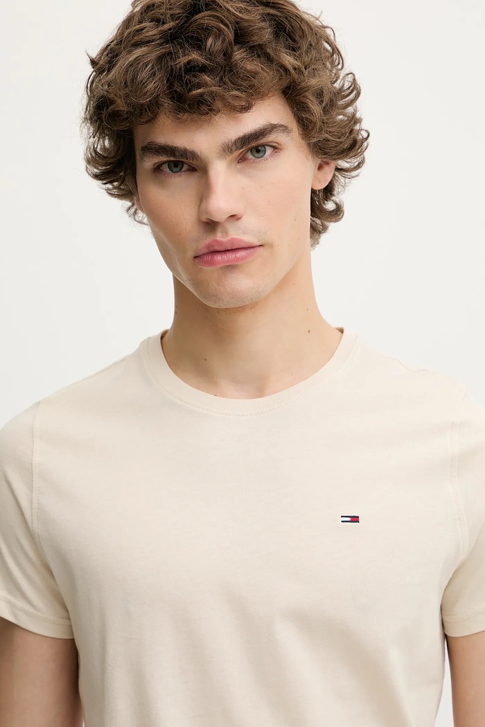 Oblečenie Tommy Jeans tričko pánske bavlnené DM0DM04411 béžová