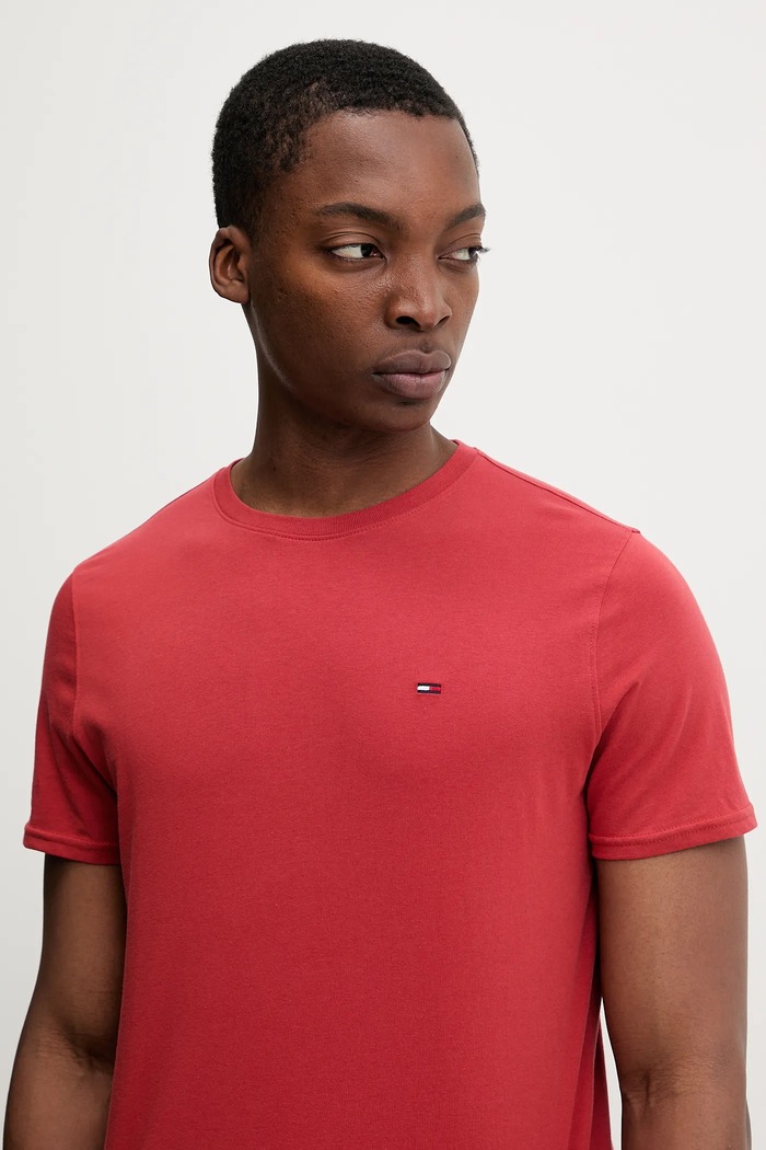Tommy Jeans t-shirt męski bawełniany czerwony DM0DM04411
