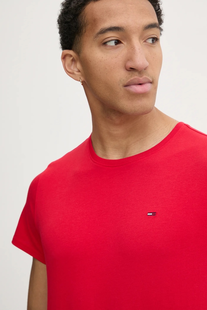 Tommy Jeans t-shirt męski bawełniany czerwony DM0DM04411