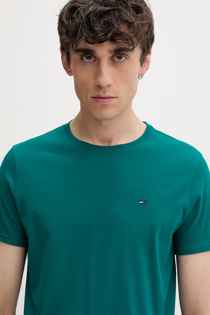 Tommy Jeans tričko pánske bavlnené tyrkysová DM0DM04411