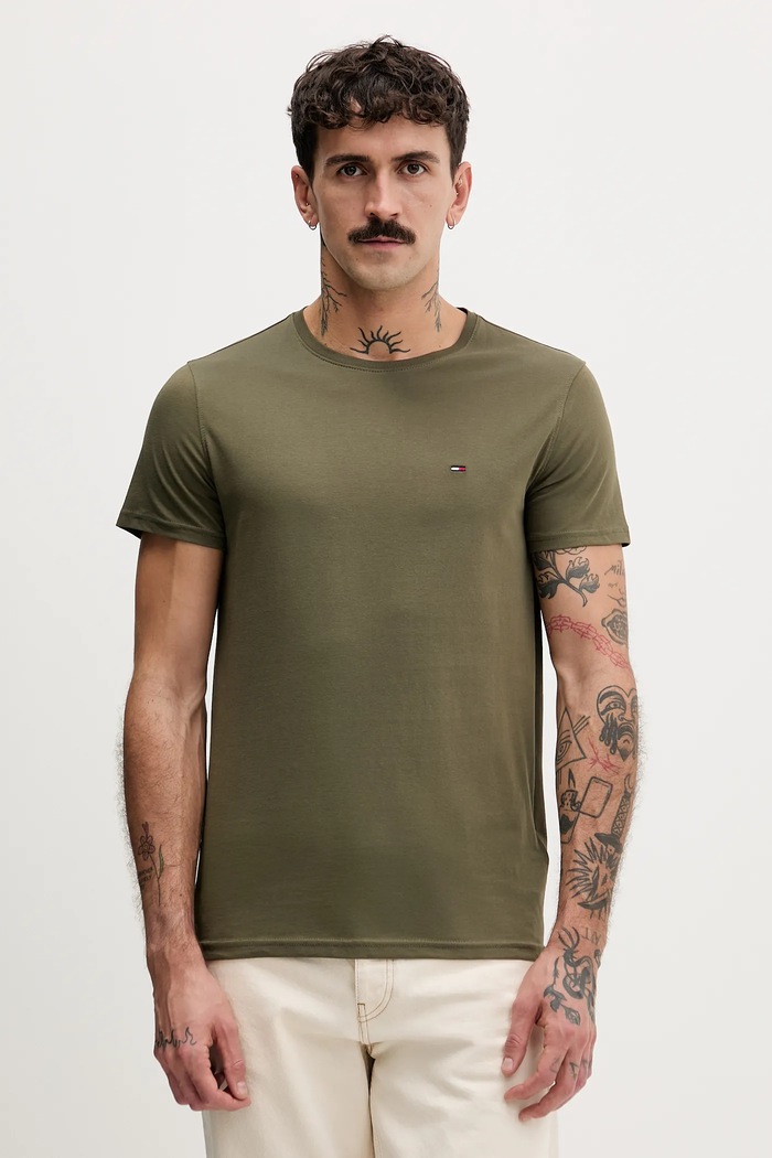 Tommy Jeans T-shirt ανδρικό βαμβακερό πράσινο DM0DM04411
