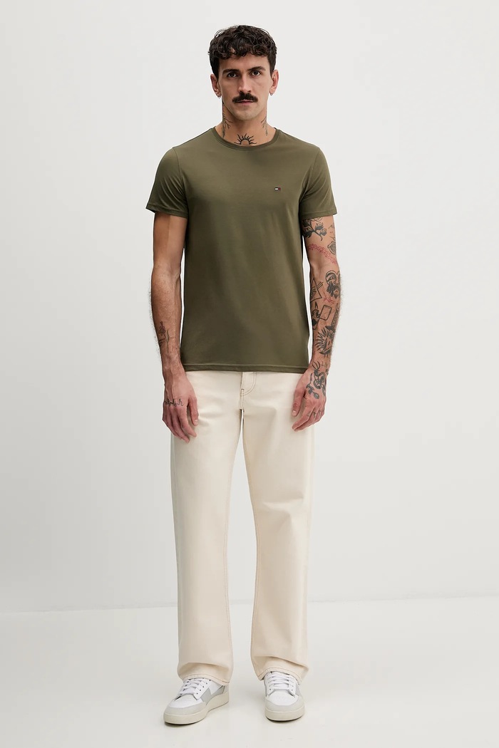 Tommy Jeans T-shirt ανδρικό βαμβακερό DM0DM04411 πράσινο AA00
