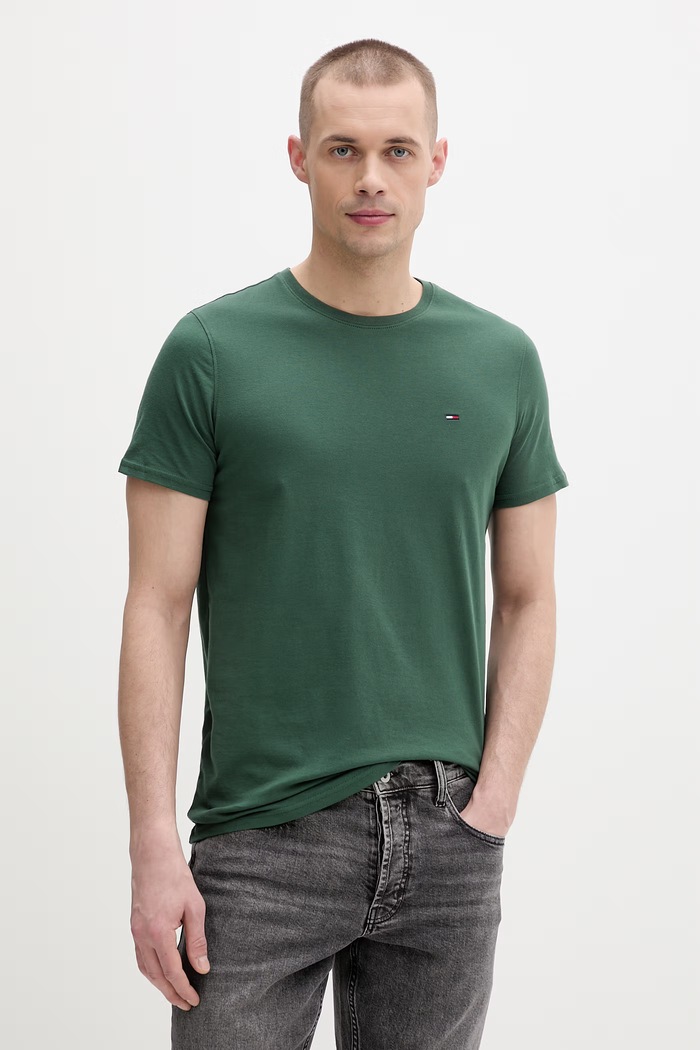 Tommy Jeans tričko pánske bavlnené zelená DM0DM04411