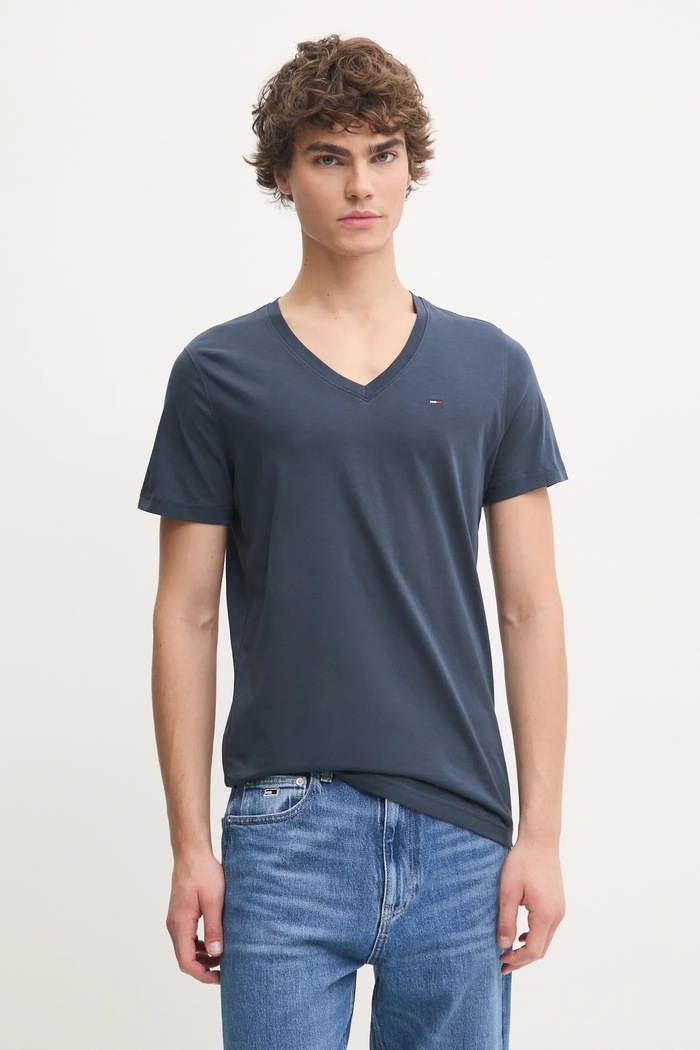Tričko Tommy Jeans hladký námořnická modř DM0DM04410