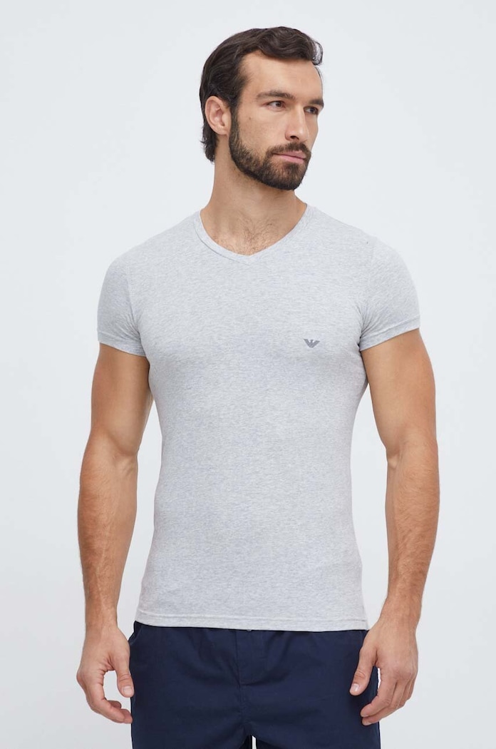 Emporio Armani - Tričko slim šedá 110810.CC729