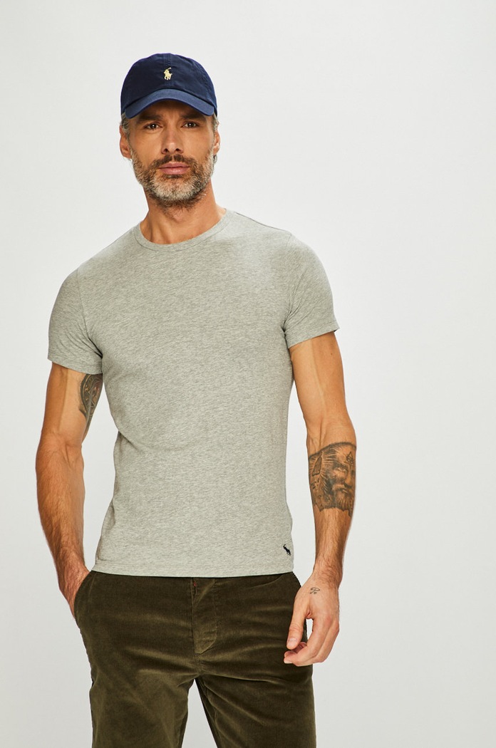 Polo Ralph Lauren - Pánske tričko jednofarebný sivá 714621944003
