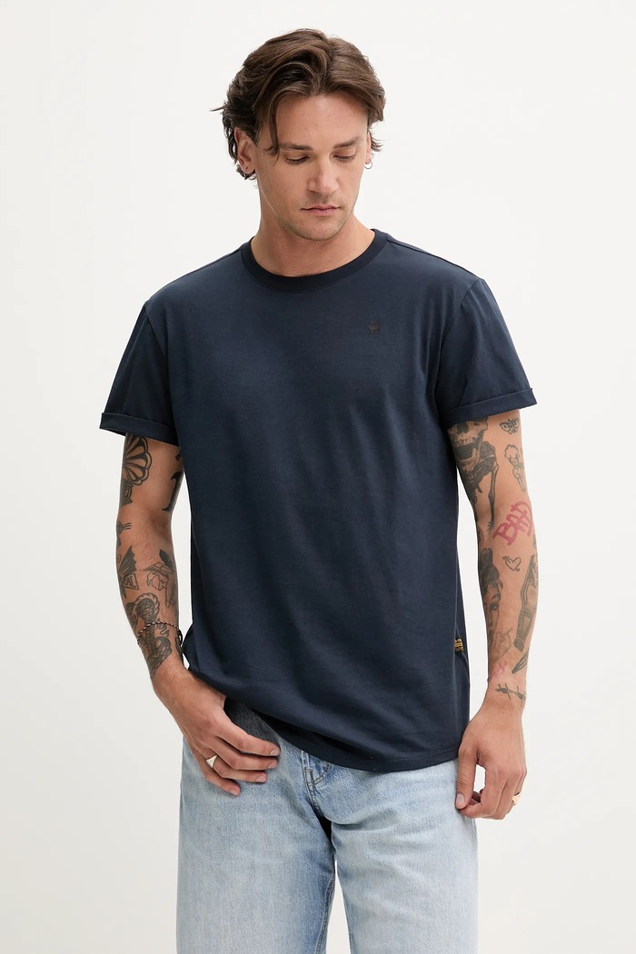 G-Star basic tričko pánské bavlněné Lash hladký námořnická modř D16396.B353