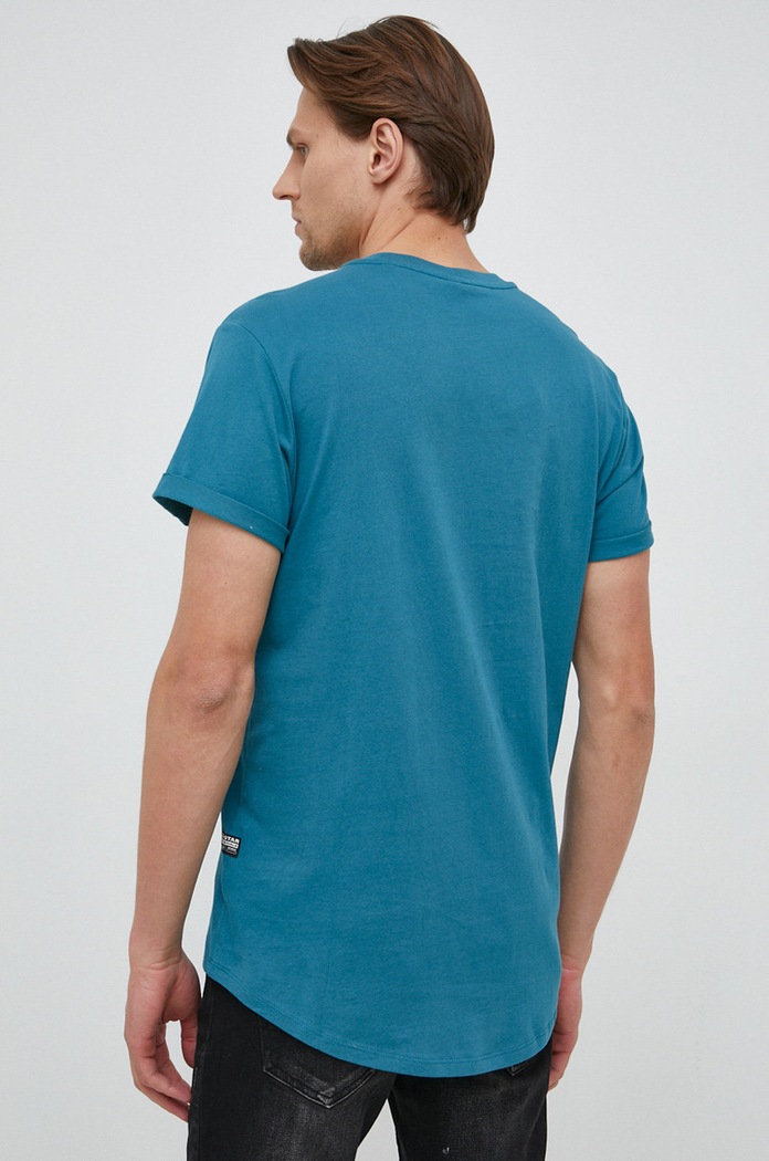 Odzież G-Star T-shirt basic męski bawełniany Lash D16396.B353 turkusowy