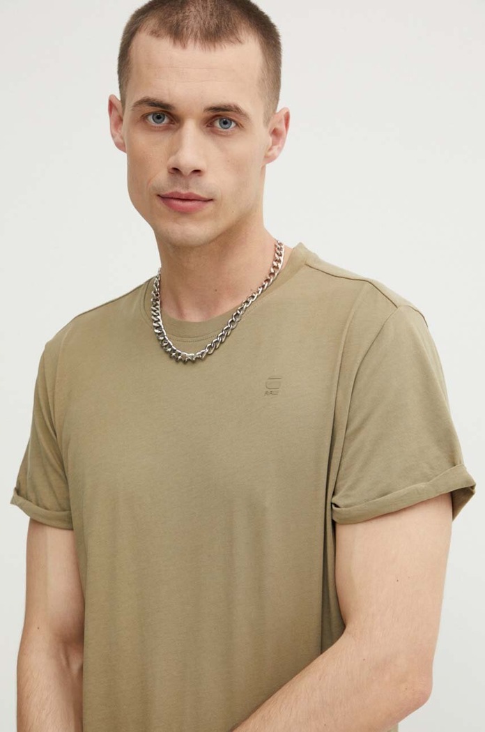 G-Star T-shirt basic męski bawełniany Lash zielony D16396.B353