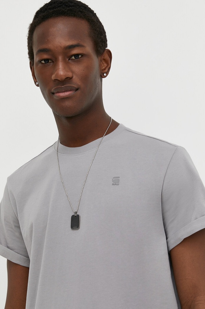 G-Star T-shirt basic męski bawełniany Lash bawełna szary D16396.B353