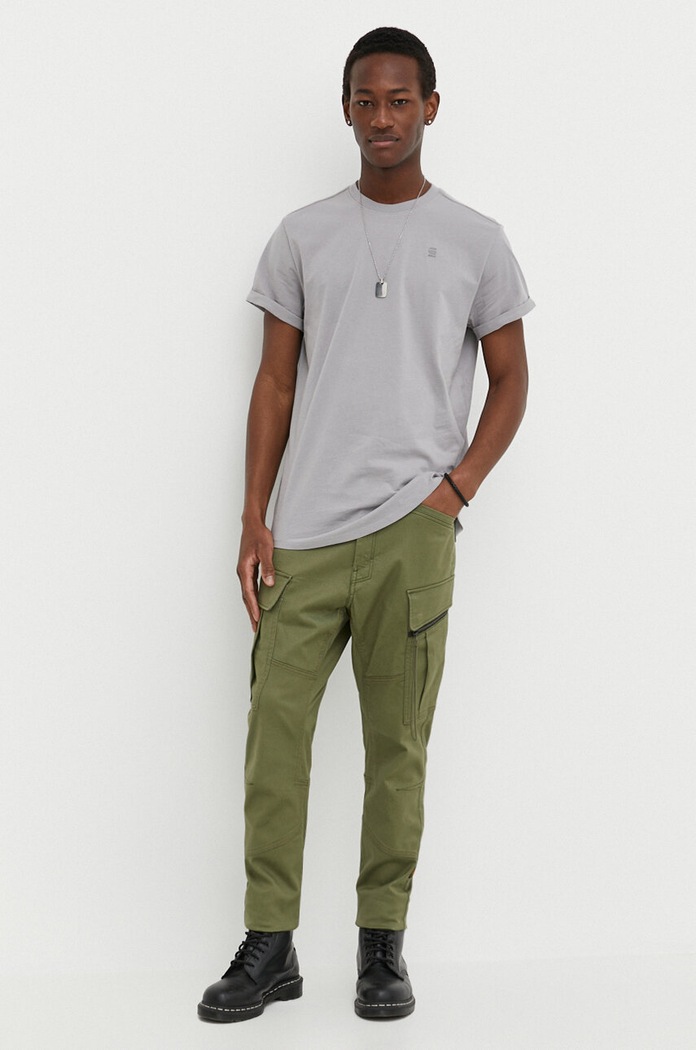 G-Star T-shirt basic męski bawełniany Lash D16396.B353 szary AA00