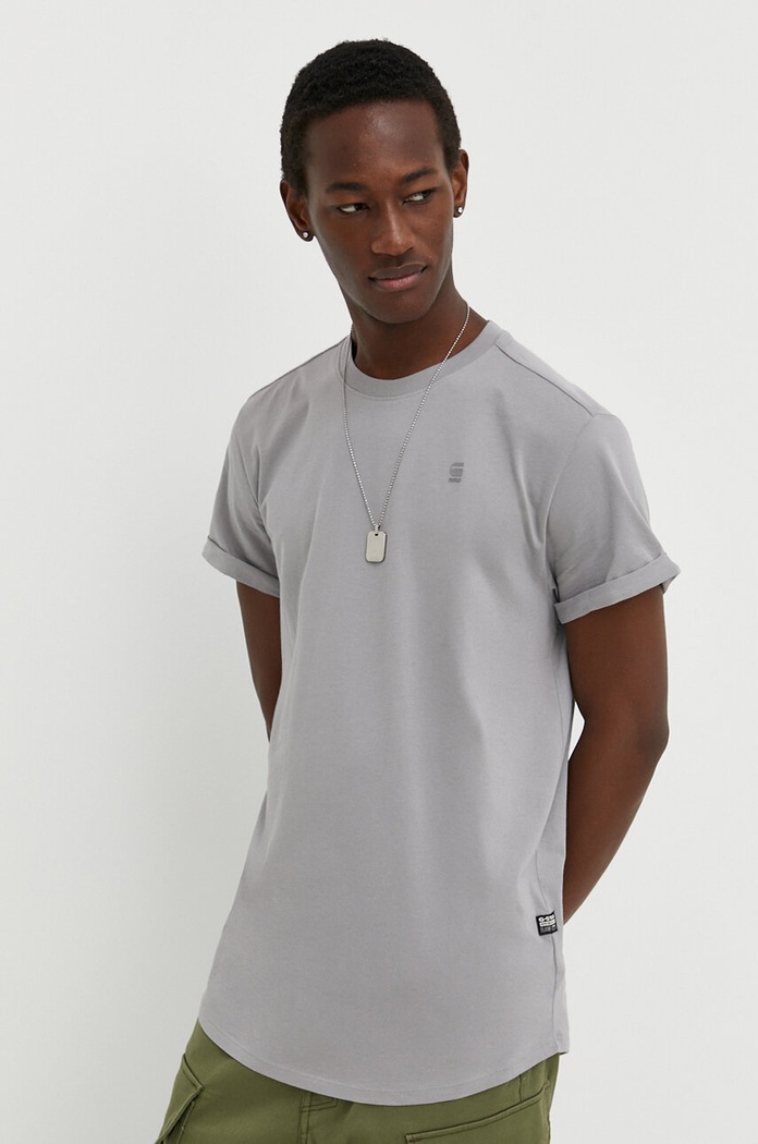 G-Star T-shirt basic męski bawełniany Lash szary D16396.B353
