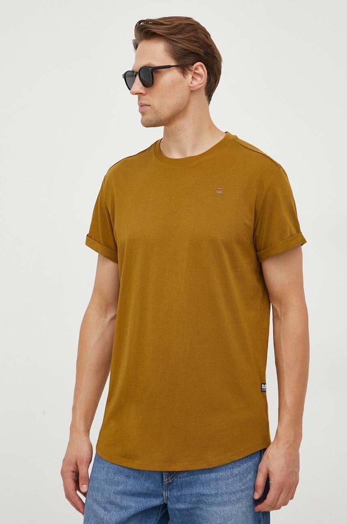 G-Star basic tričko pánské bavlněné Lash hladký zelená D16396.B353