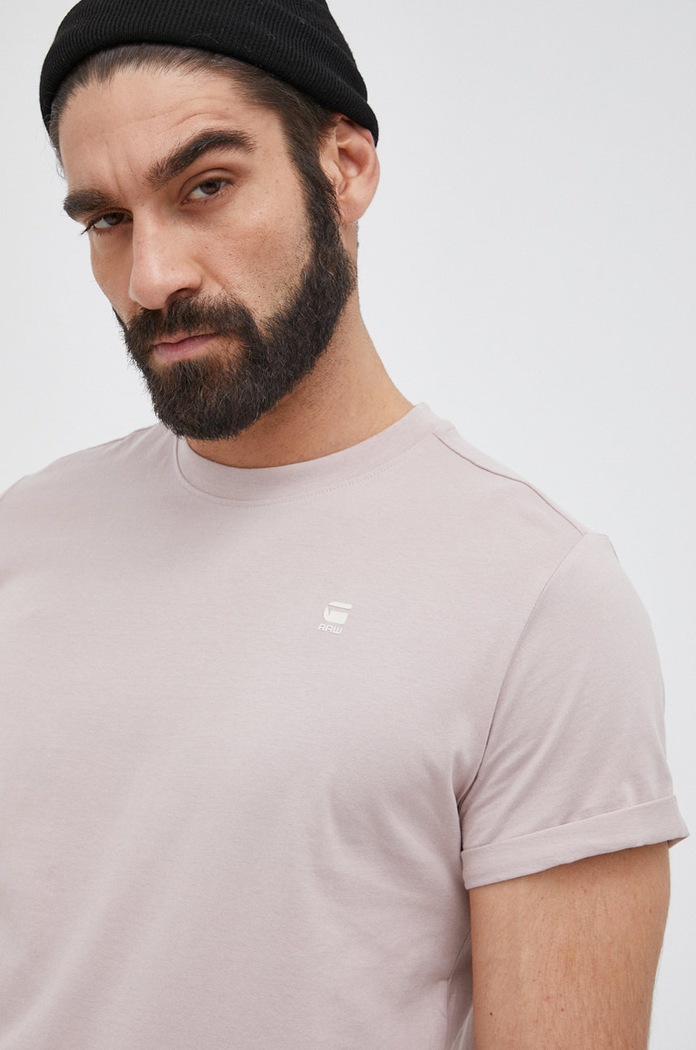 G-Star basic tričko pánske bavlnené Lash ružová D16396.B353