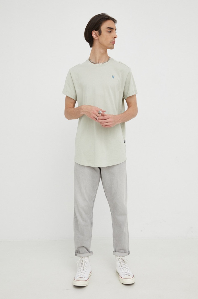 G-Star T-shirt basic męski bawełniany Lash D16396.B353 zielony AA00