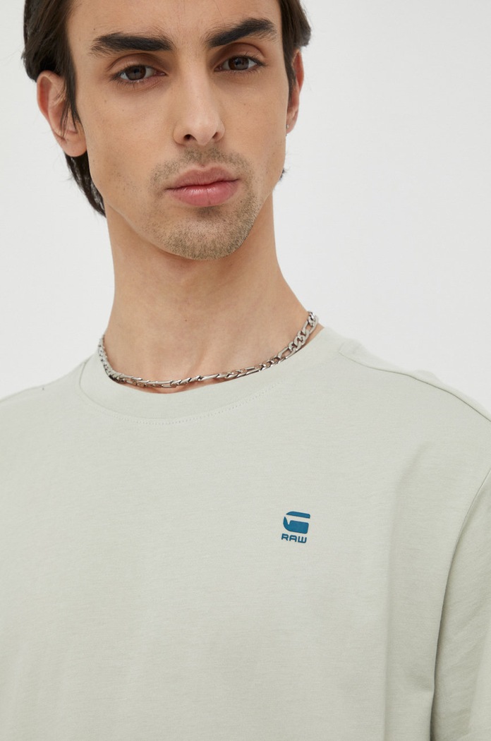 G-Star T-shirt basic męski bawełniany Lash zielony D16396.B353